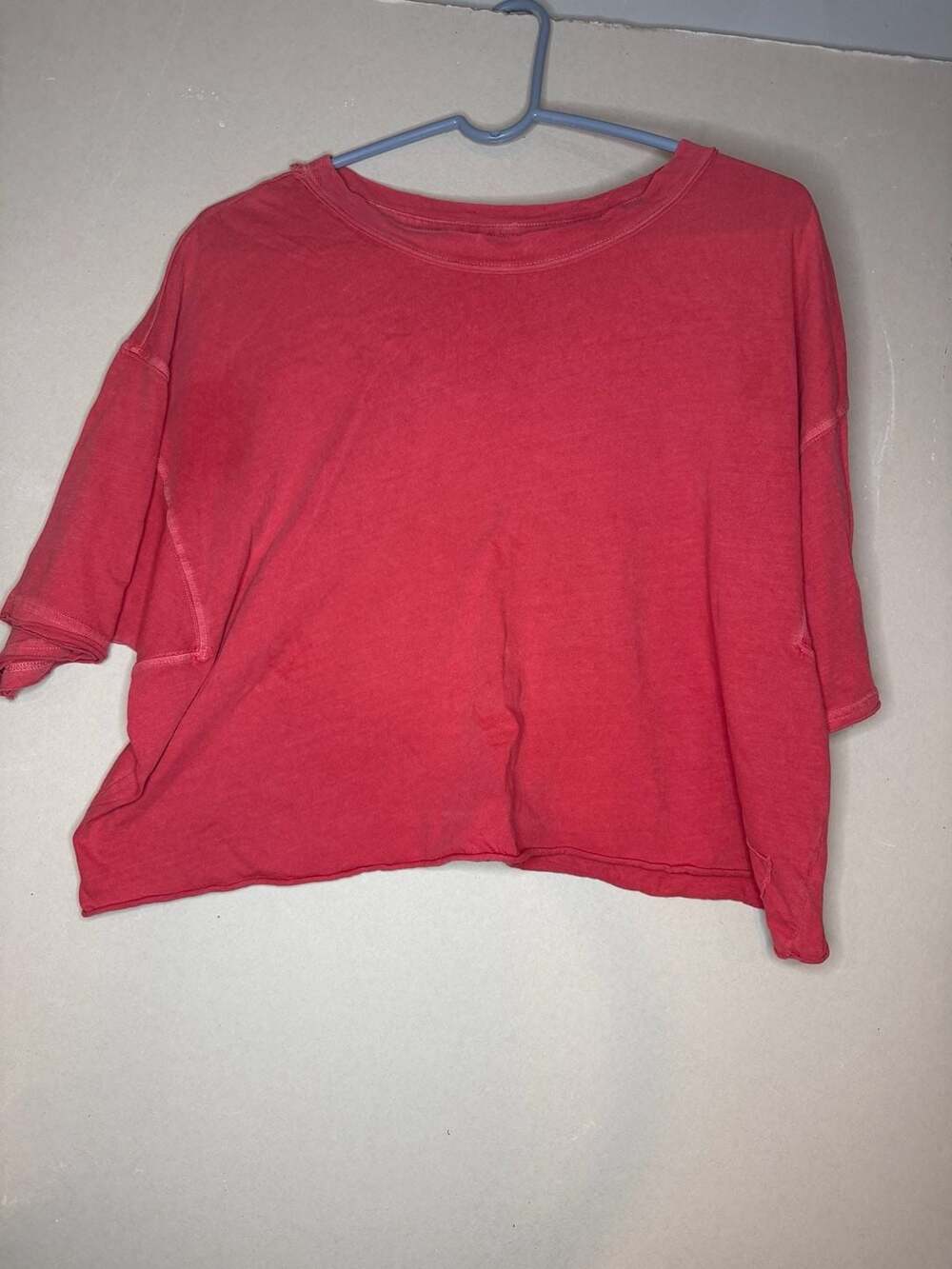Free People Movement T-Shirt Size L/G Red/Pink Washed Crop Top